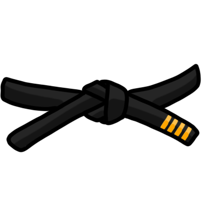 a martial arts black belt, based on art by Wikimedia user Edgouno. there are four gold strips at the end.